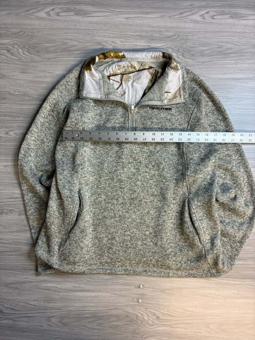 Realtree Quarter Zip Fleece Pullover Size XL Gray Marled